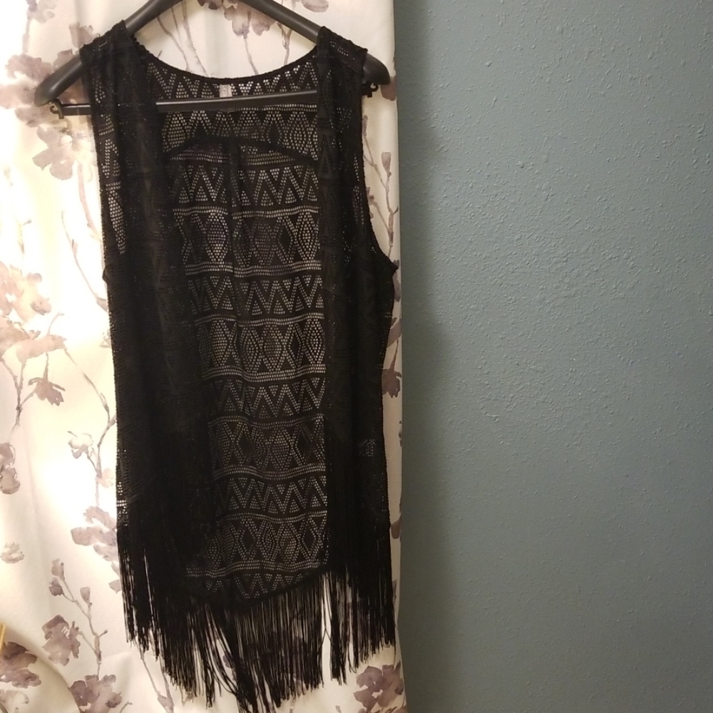 Black tassel boho vest